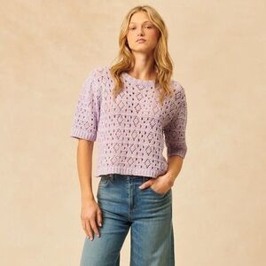 JOHN + JENN SAINT KNIT TOP - HAZY LILAC Size XS
